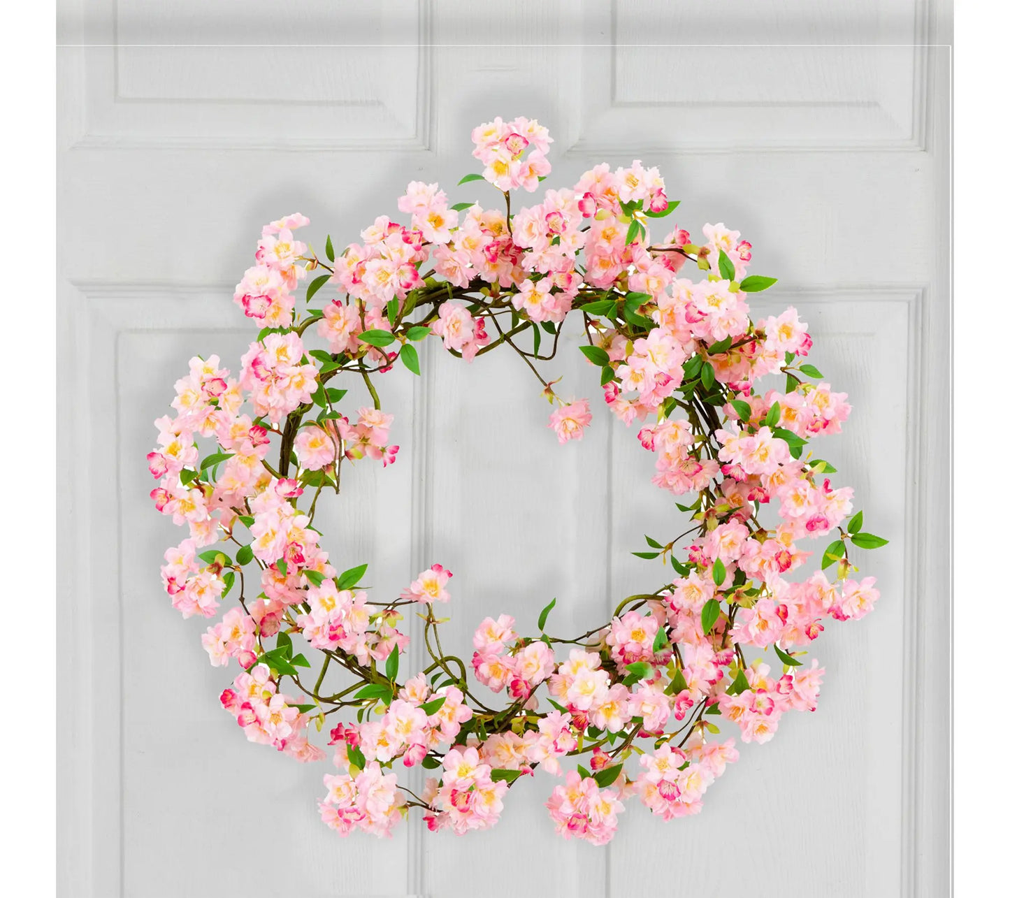 Nearly Natural 30" Artificial Pink Cherry Blossom Wreath