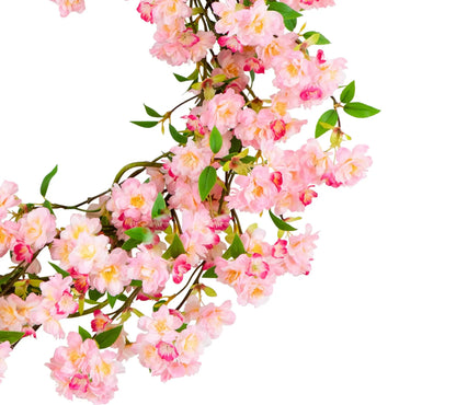 Nearly Natural 30" Artificial Pink Cherry Blossom Wreath