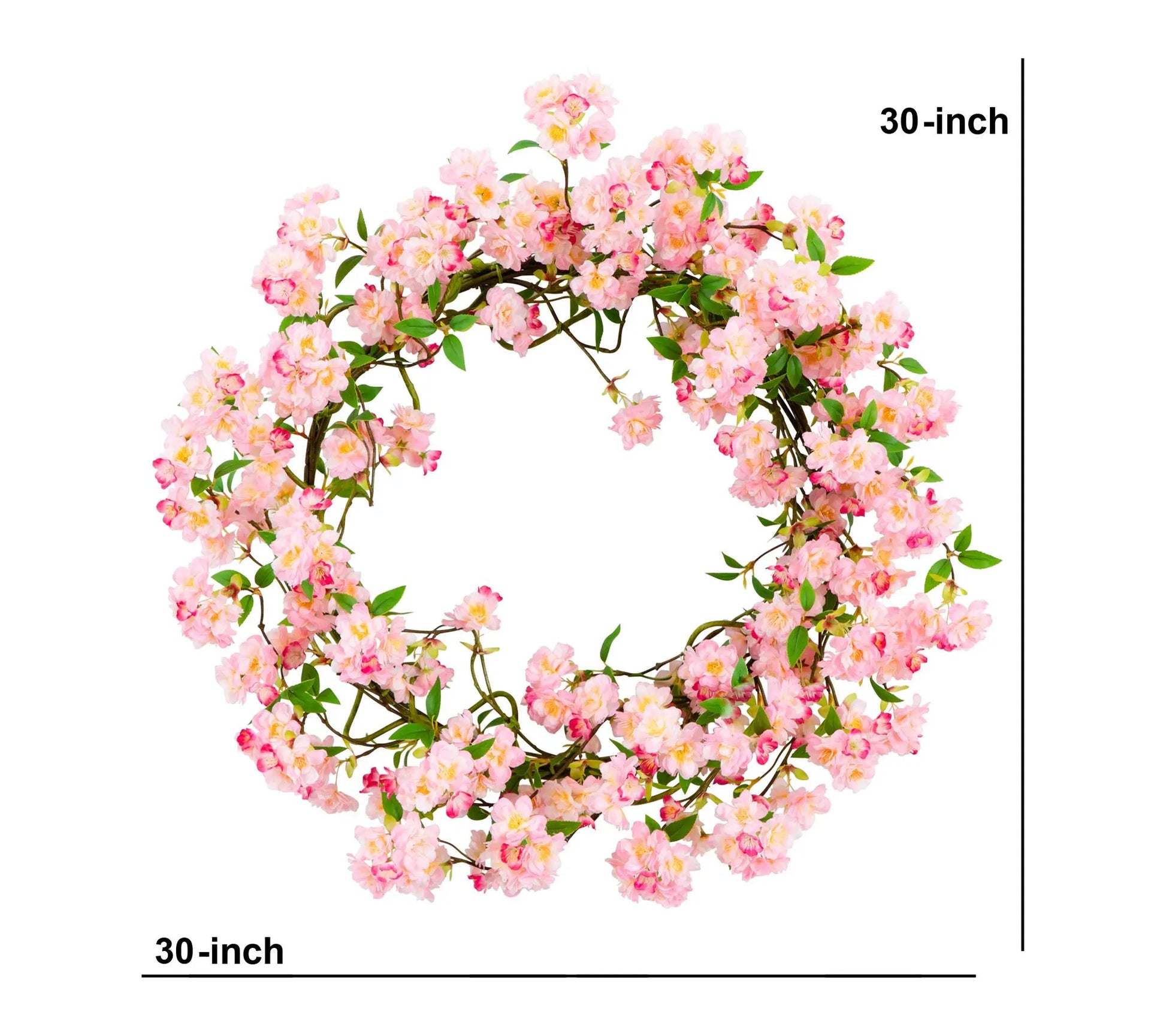 Nearly Natural 30" Artificial Pink Cherry Blossom Wreath